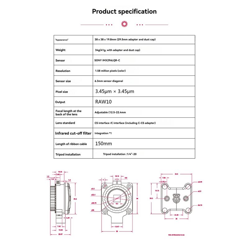 A86P-For Raspberry Pi Global S - Raspberry Pi Global Shutter Camera Imx296 评论和价格